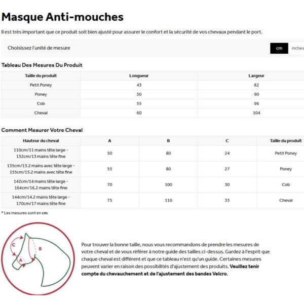 Masque anti-mouches sans oreilles Amigo HORSEWARE - Masques et franges